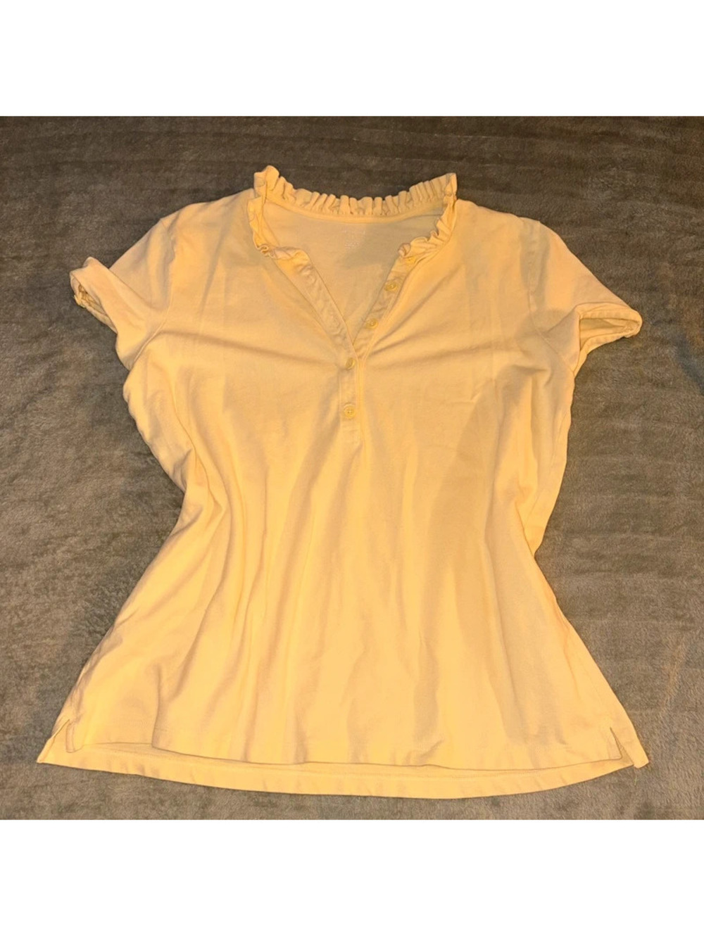 Butter Yellow fitted cottagecore ruffled collar top